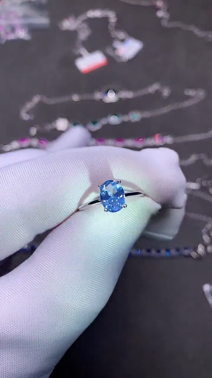 【闪购商品】海蓝宝石戒指银S925镶嵌.........
