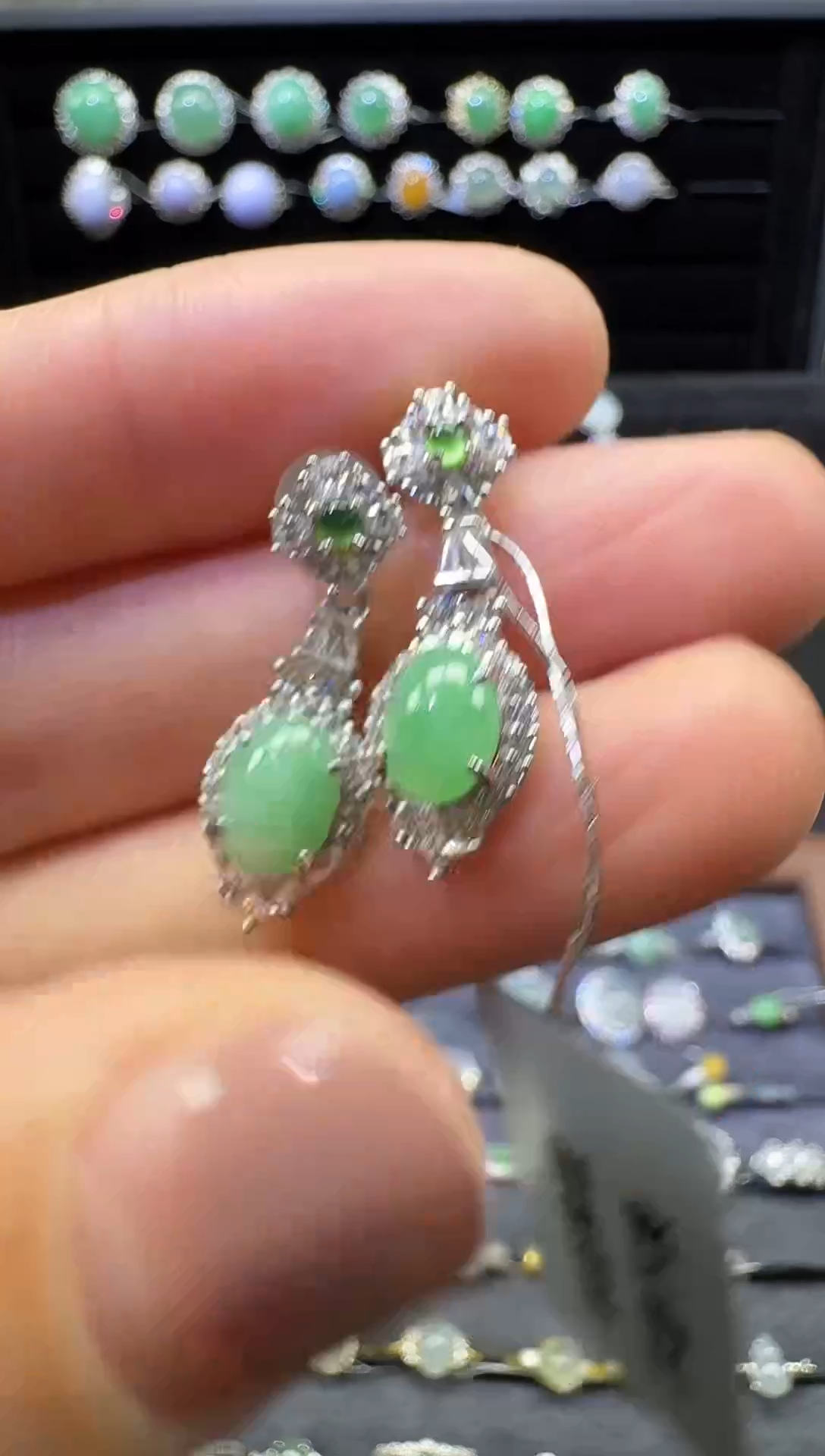 银S925镶嵌戒指翡翠耳饰23