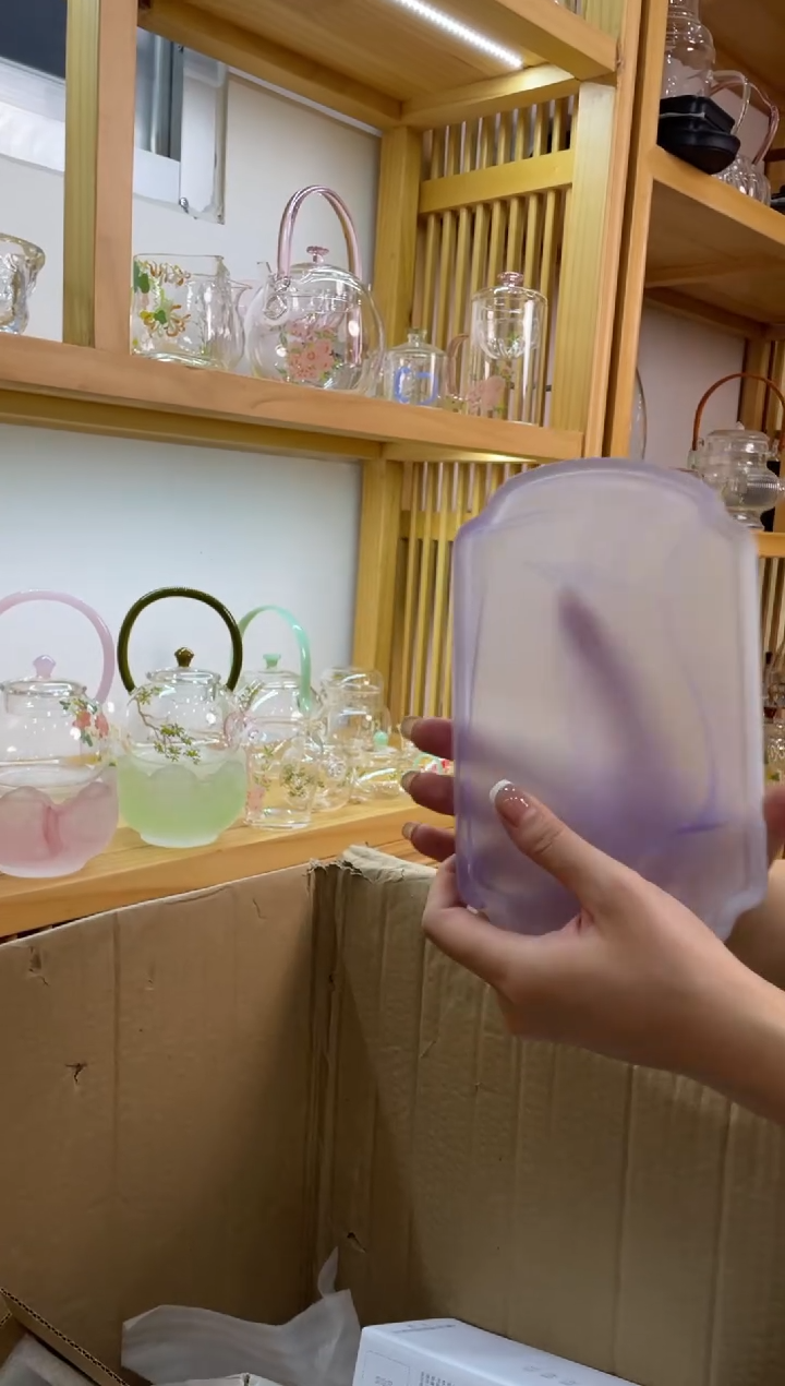 琉璃茶盘紫色长方