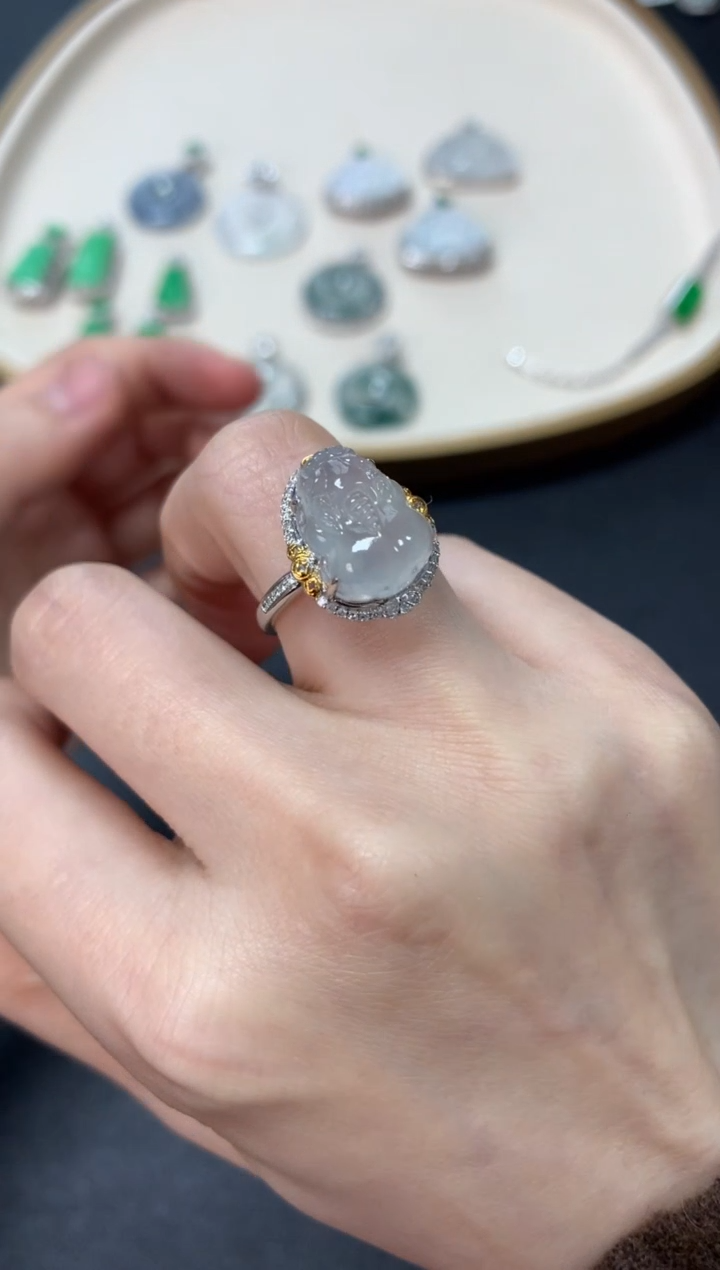 【闪购商品】翡翠戒指18K金镶嵌戒指6980