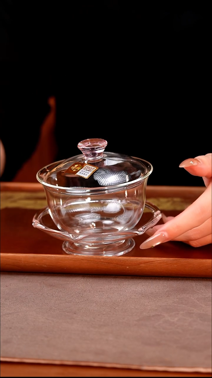 禾器/晶彩沁莲盖碗/浅粉/定制版