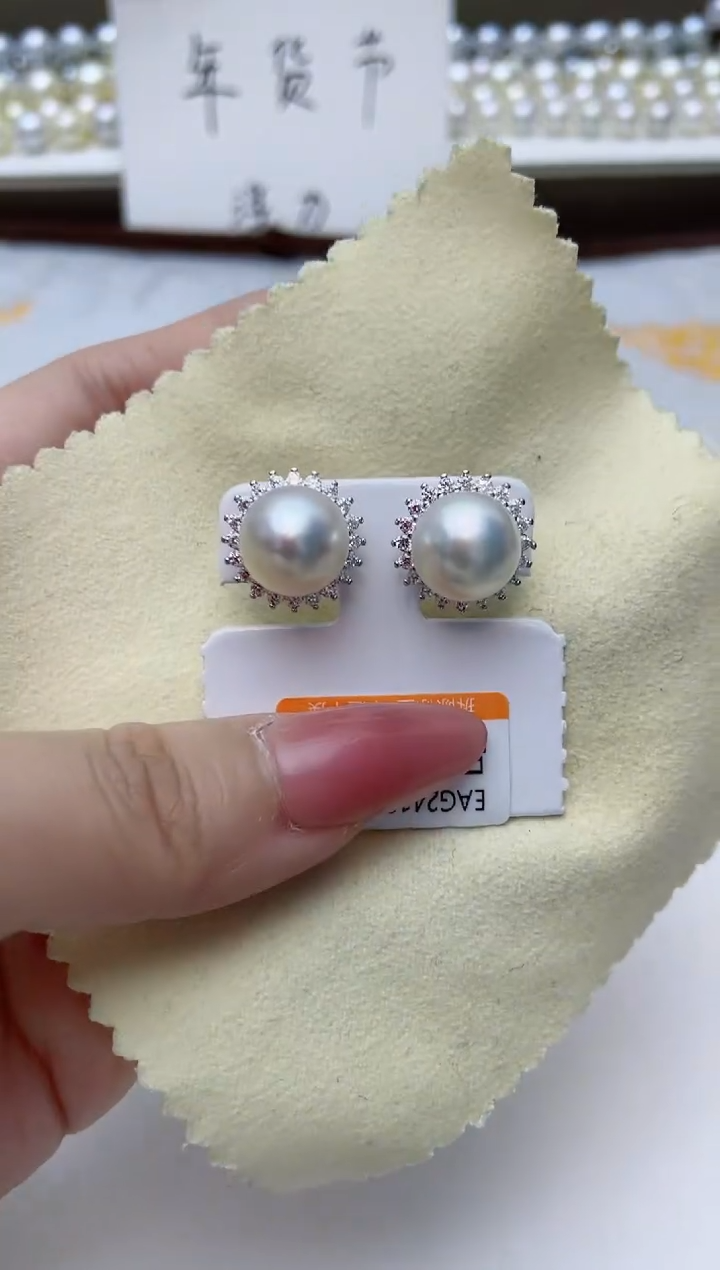 【闪购商品】海水珍珠耳饰银S925镶嵌A72