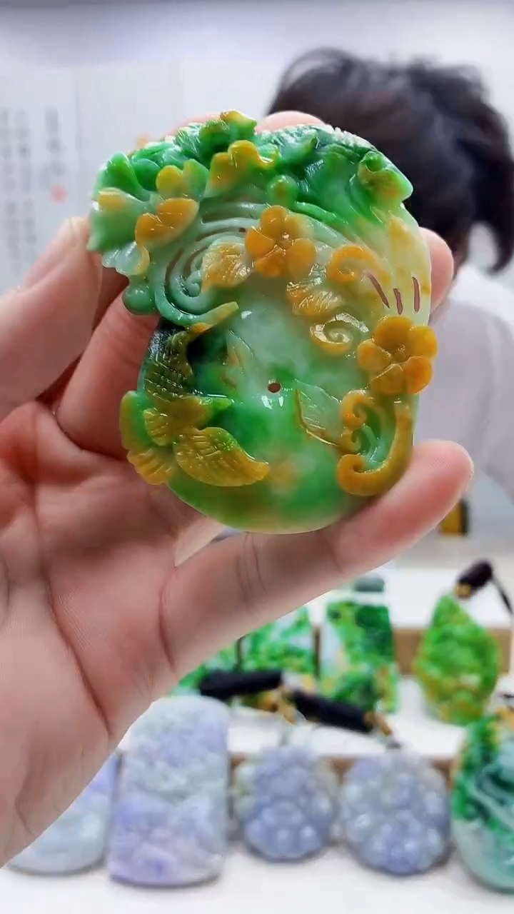 未镶嵌定制翡翠雨***…5145bb-毛货挂件17