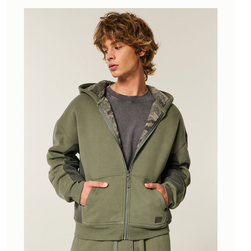 【HOLLISTER + CROCS系列】25秋冬新款仿羊羔绒卫衣男322-5205