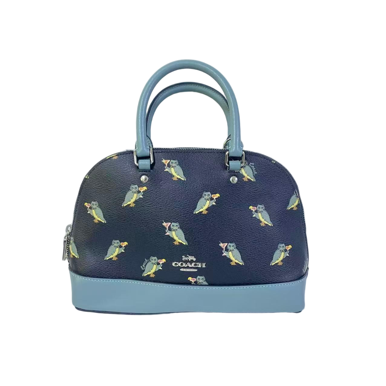 95新 COACH/蔻驰 猫头鹰PVC拼皮手提贝壳包  SH-31110-A