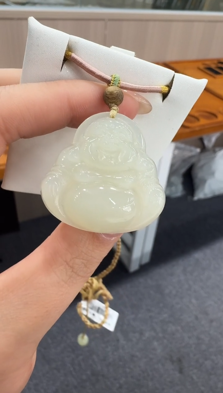 颈饰未镶嵌和田玉佛公吊坠/配绳