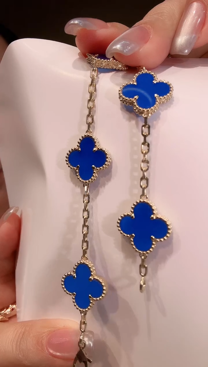 【闪购商品】玛瑙/玉髓手链18K金镶嵌蓝色