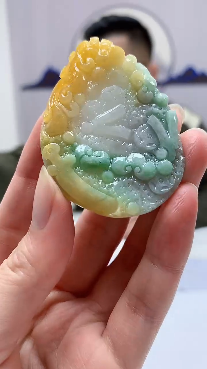 【闪购商品】定制翡翠未镶嵌5152zm-毛货挂件34