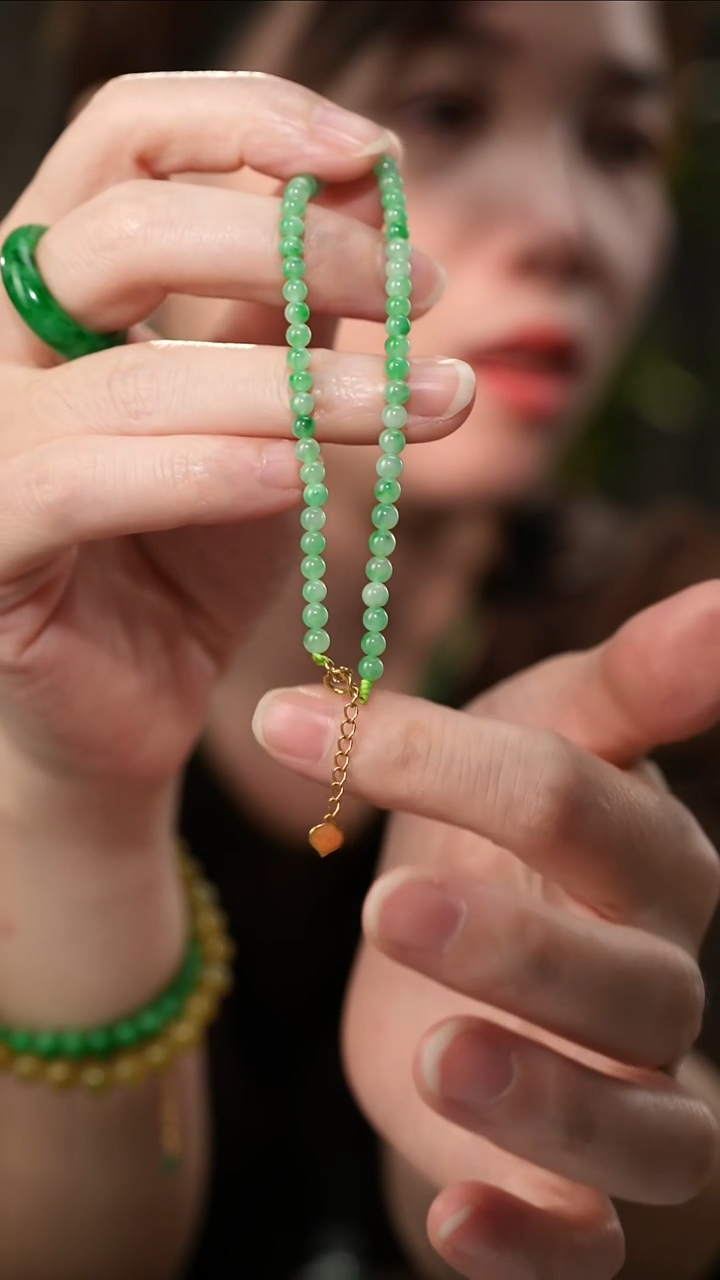 未镶嵌手链翡翠满绿翡翠圆珠手串