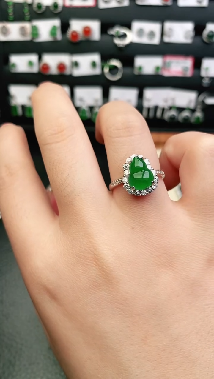 银S925镶嵌戒指翡翠0