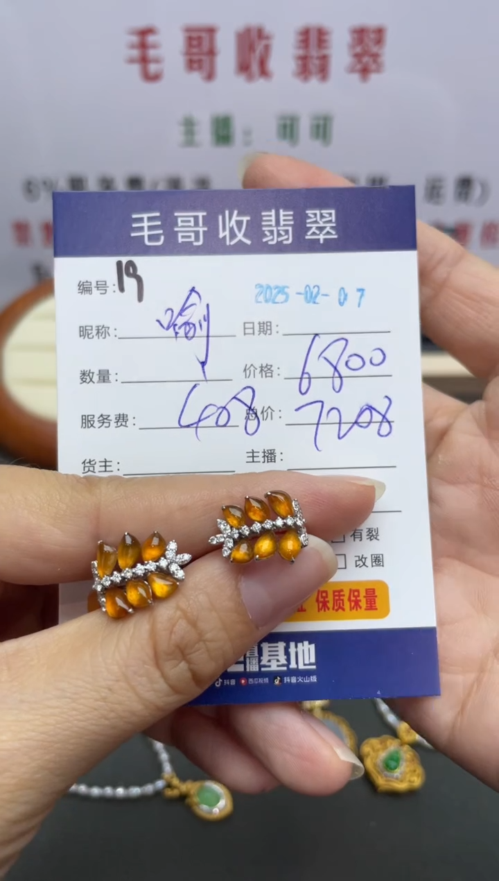 【闪购商品】翡翠耳饰18K金镶嵌翡翠0207019
