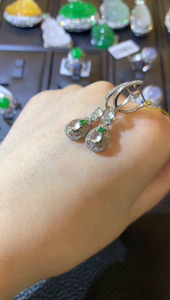 【闪购商品】翡翠耳饰18K金镶嵌C37  多样性发货一件