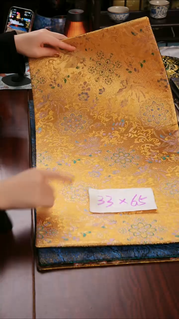 【双凤宝相花双面】中国风干泡织锦茶席33*65