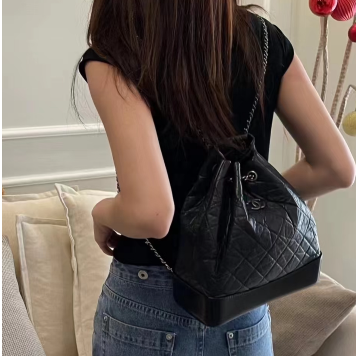 95新 Chanel/香奈儿 小花Jerry P205226986 流浪 双肩包 小号 