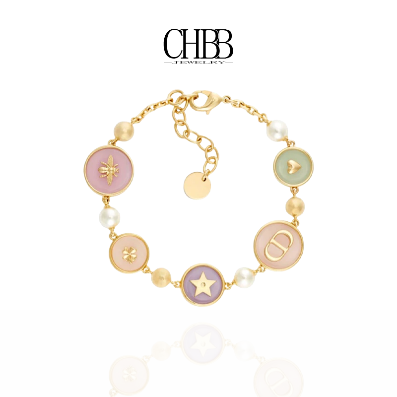 橙画 合金手链 多色圆型 珍珠女款