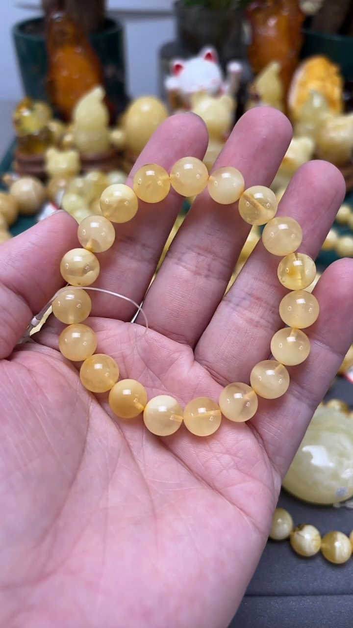 手串蜜蜡未镶嵌p27金白蜜蜡单圈 11.16克 10mm