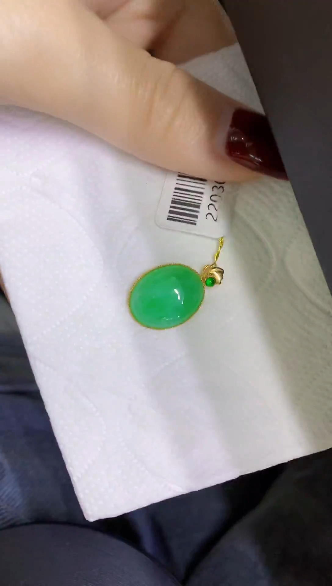 颈饰18K金镶嵌翡翠缅甸天然翡翠A货