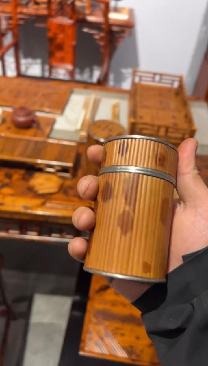 【闪购商品】扇子湘妃竹茶叶罐