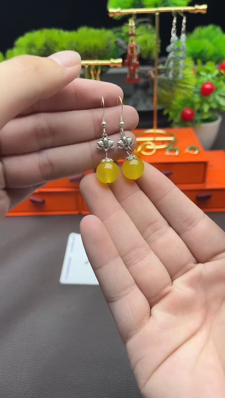 玛瑙/玉髓耳饰银S925镶嵌315