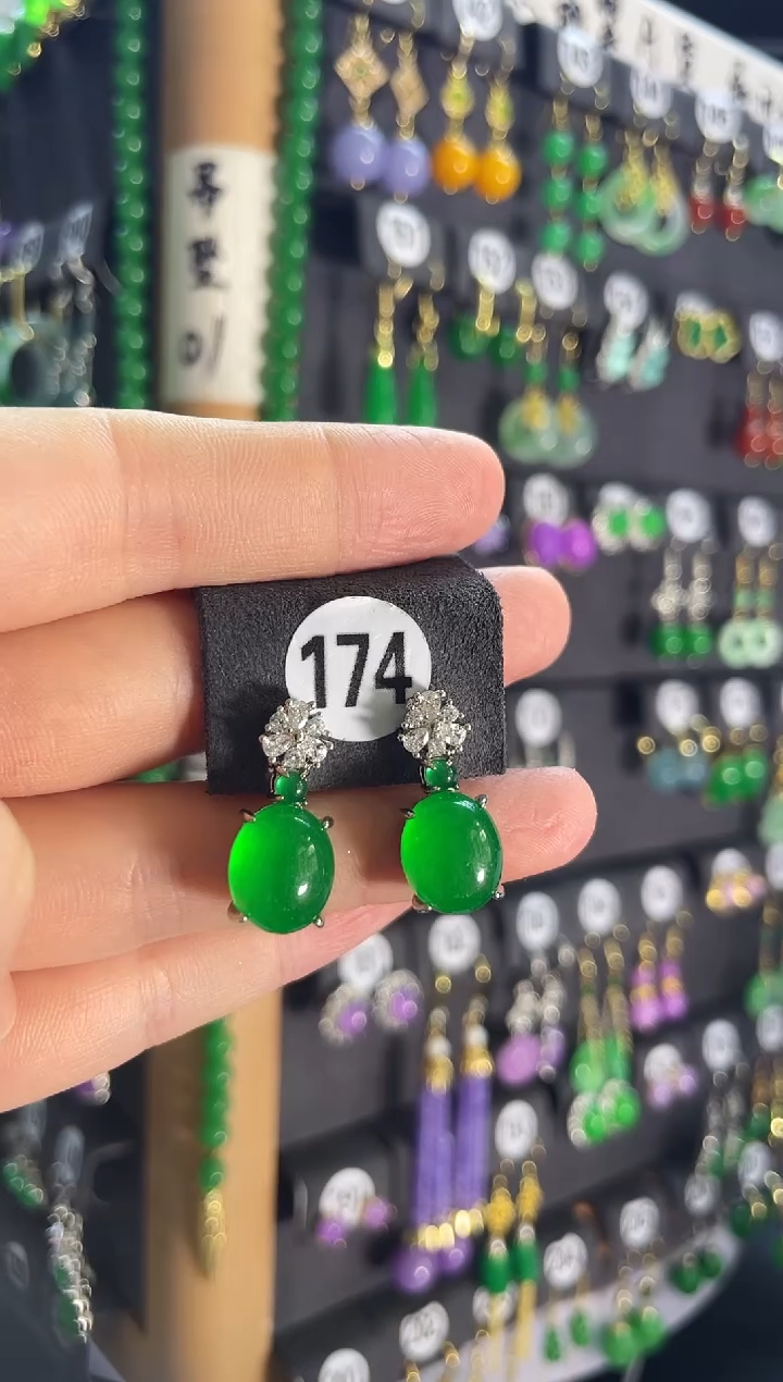 翡翠银S925镶嵌耳饰174.....