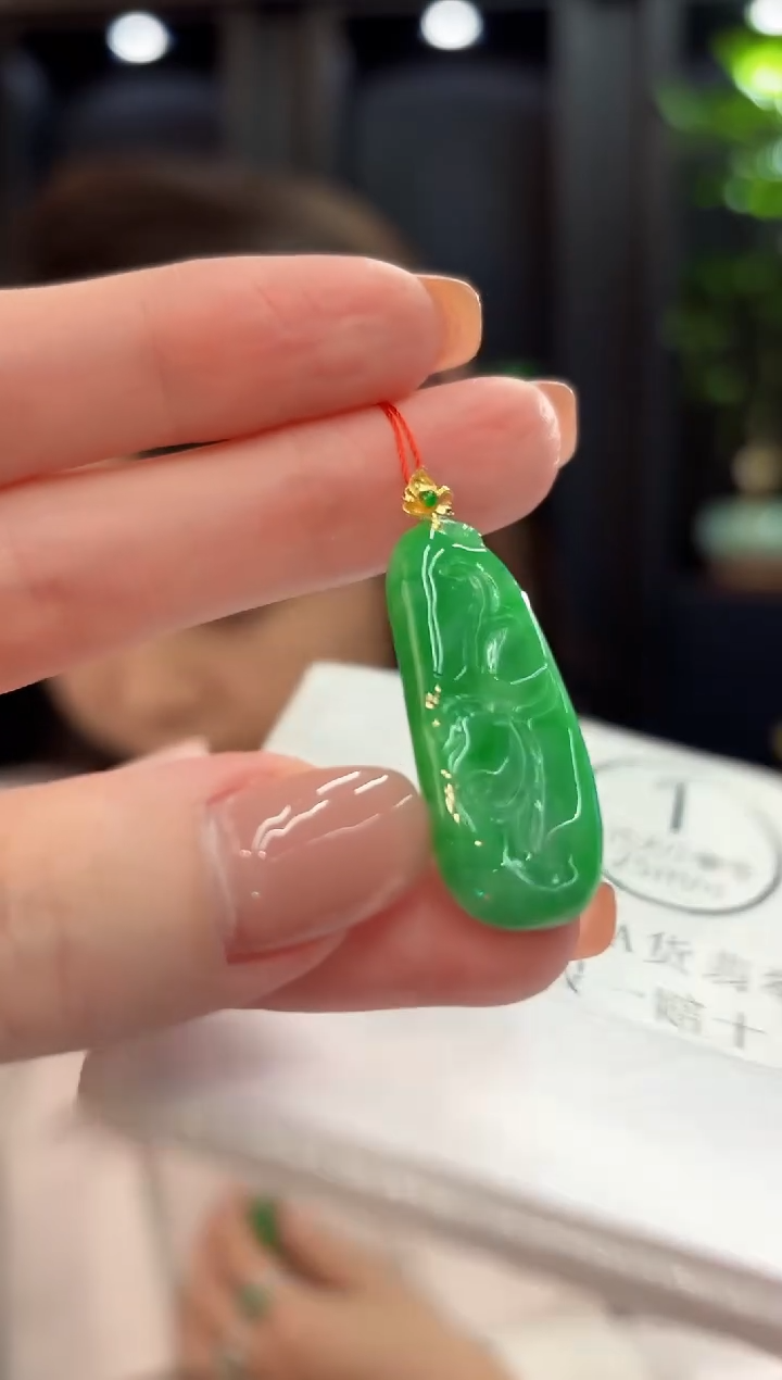 颈饰18K金镶嵌翡翠  缅甸A货/支持复检/一件