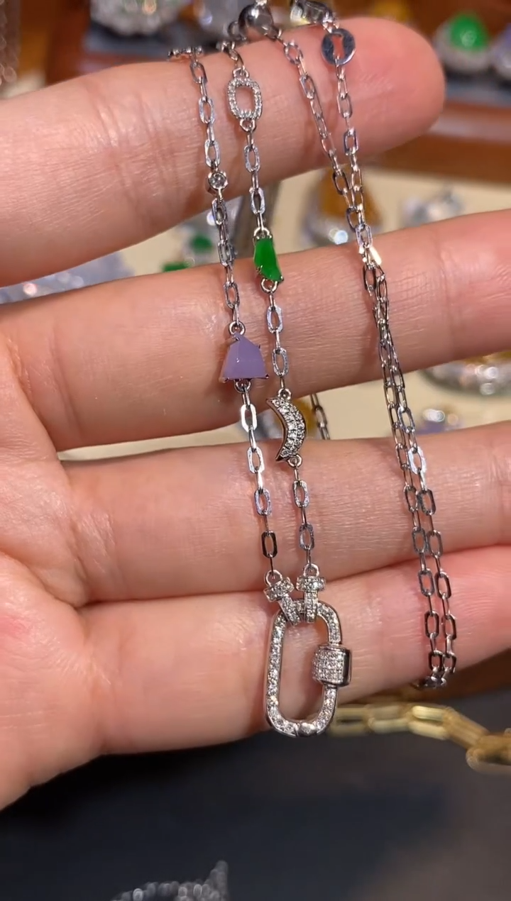 【闪购商品】颈饰钻石18K金镶嵌百搭链