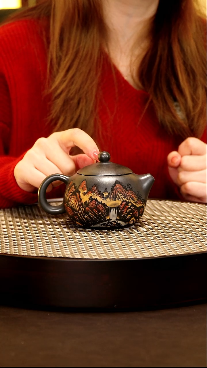 茶壶紫砂紫砂作品12紫砂壶刻彩188