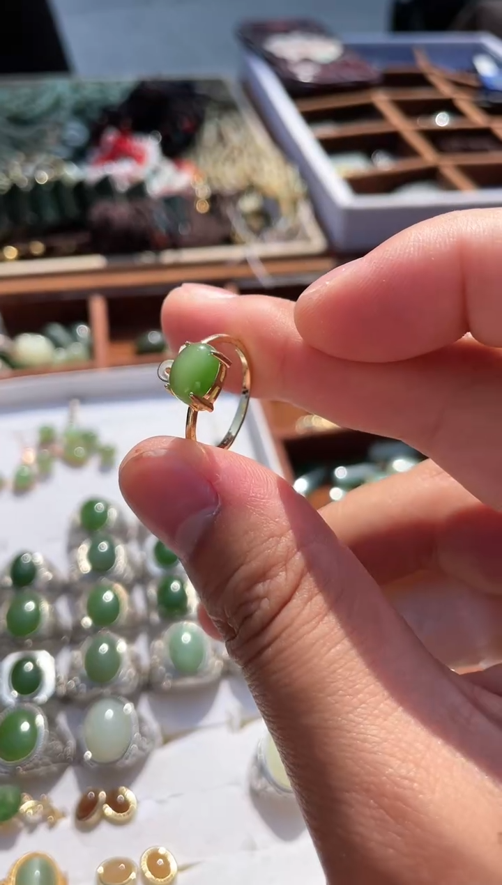 和田玉戒指银S925镶嵌【锦420】12 9039