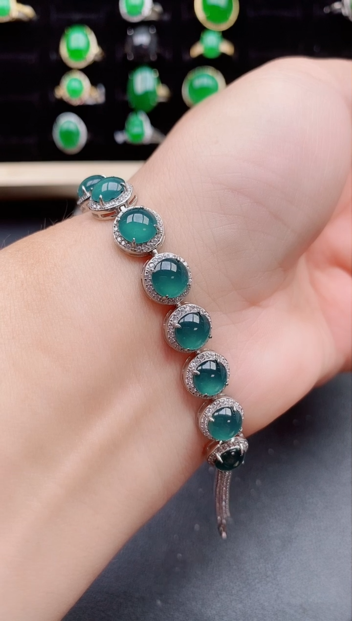 【闪购商品】翡翠手链银S925镶嵌2111