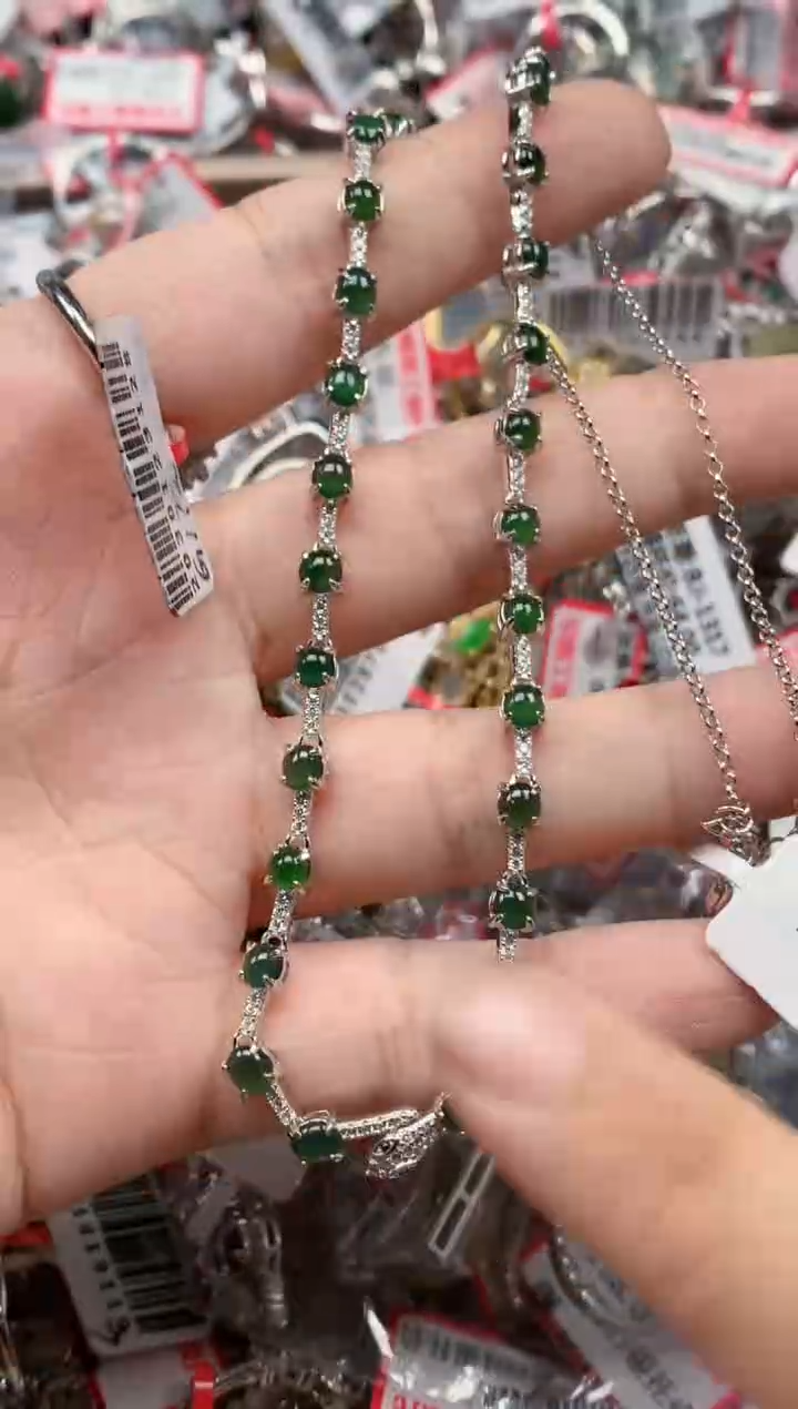 银S925镶嵌戒指翡翠天然A货缅甸翡翠