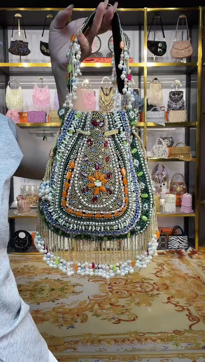 织物珠韵恒泽重工串珠手提包