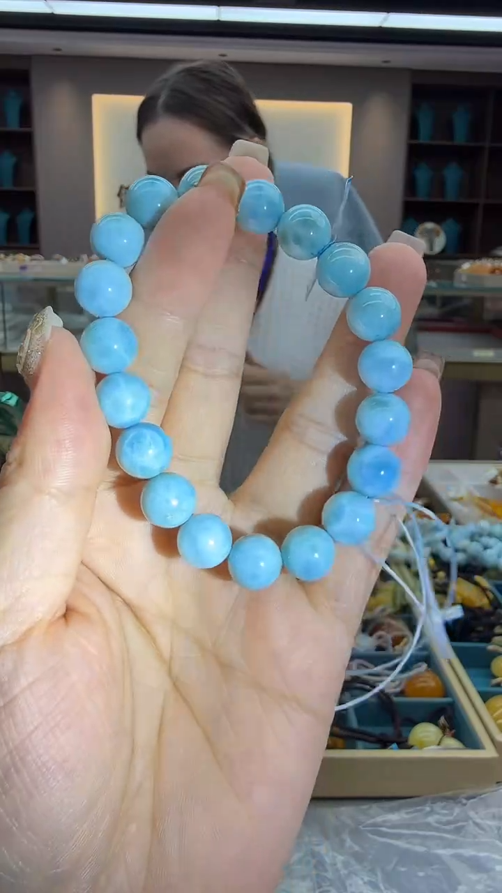 未镶嵌针钠钙石（海纹石）手链95秒拍号 假一罚三 