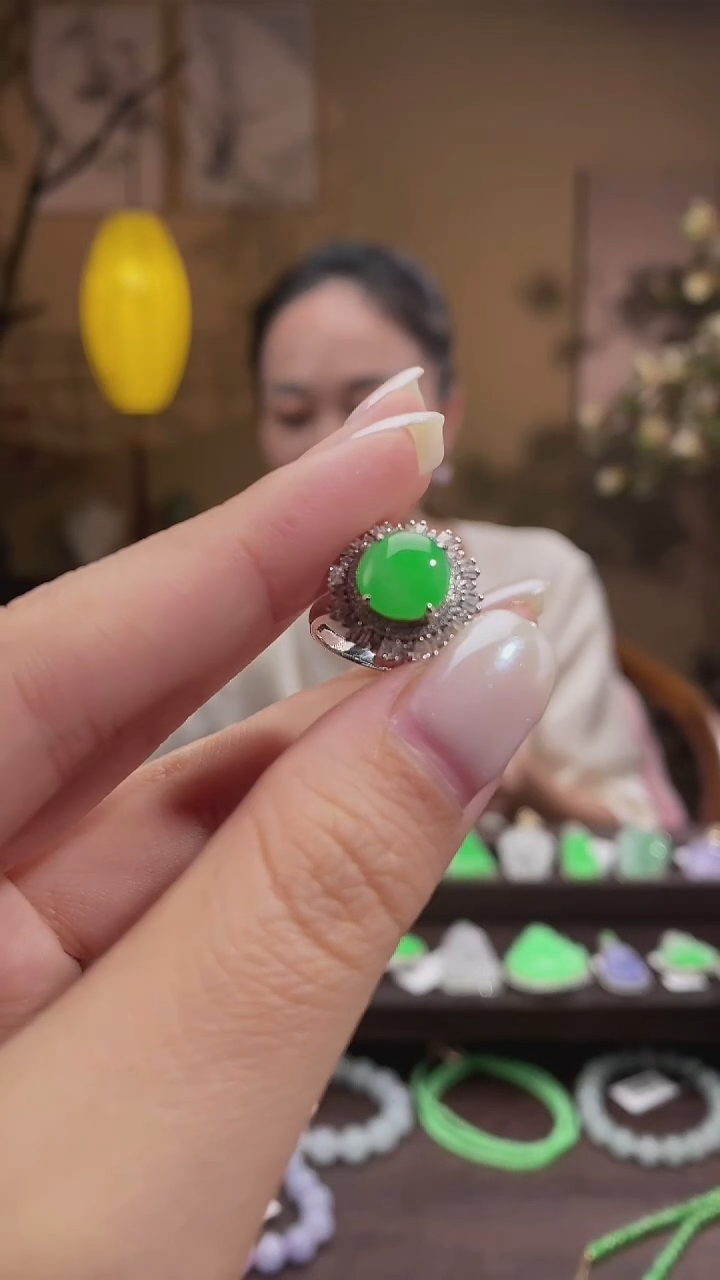 吊坠(不含链)18K金镶嵌翡翠戒指两用款