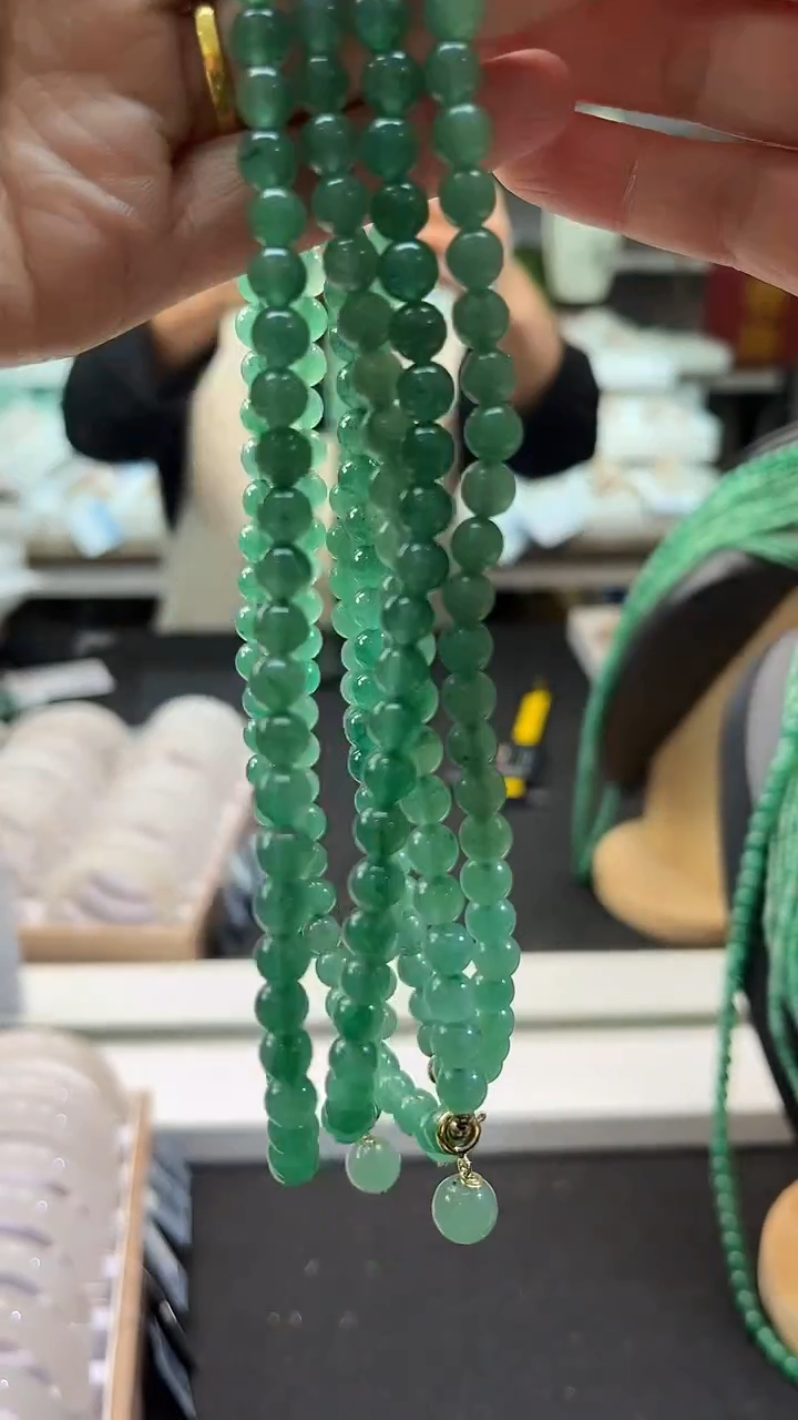 未镶嵌手串石英质玉（非洲翠）项链6mm+