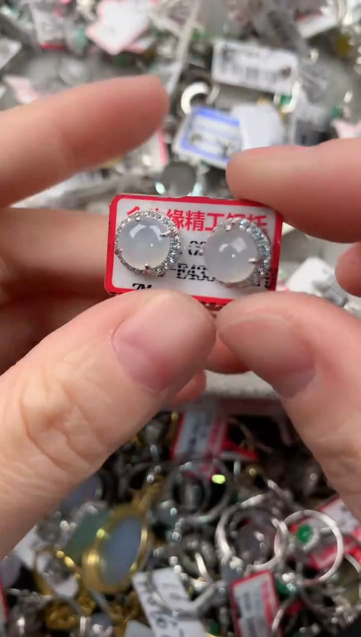 银S925镶嵌戒指翡翠12  5