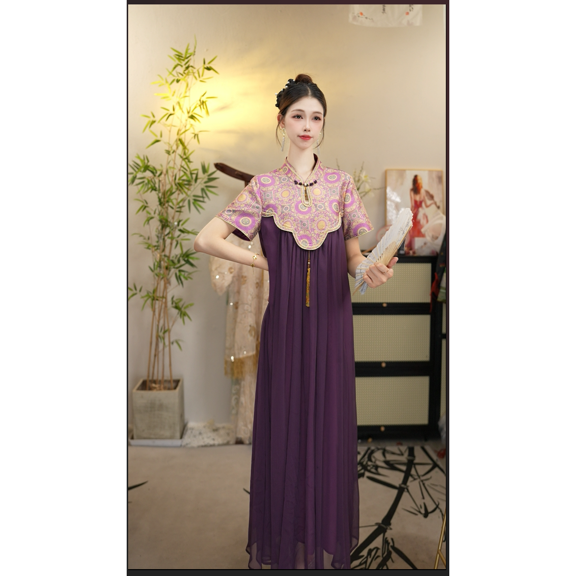 花想容国风2025夏季新款中国风飘逸日常长款连衣裙2697