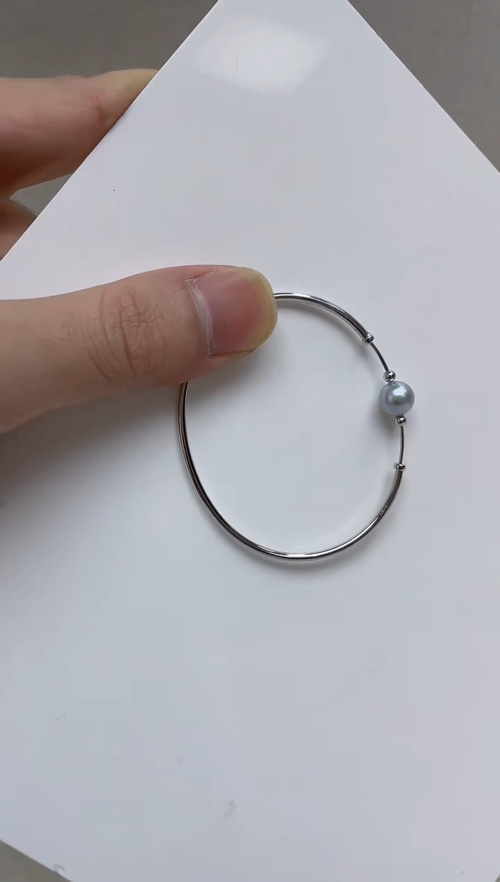 银S925镶嵌手镯海水珍珠 