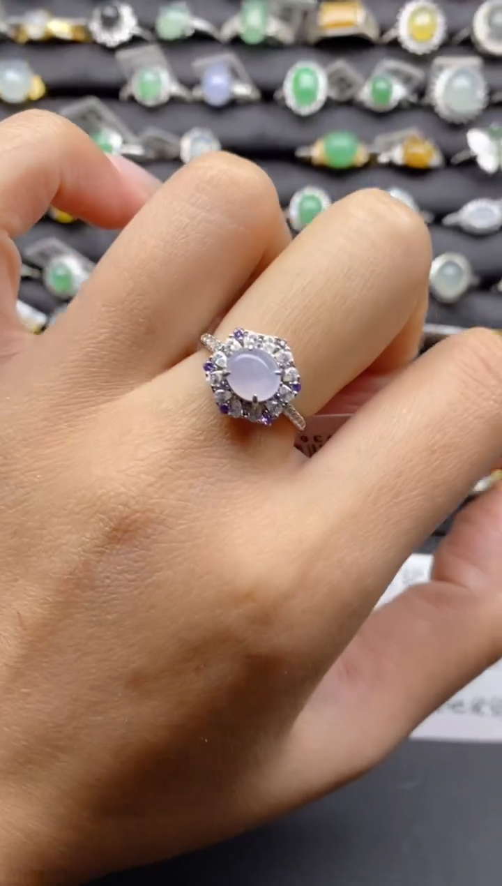 【闪购商品】翡翠戒指银S925镶嵌 S925银镶嵌翡翠戒指