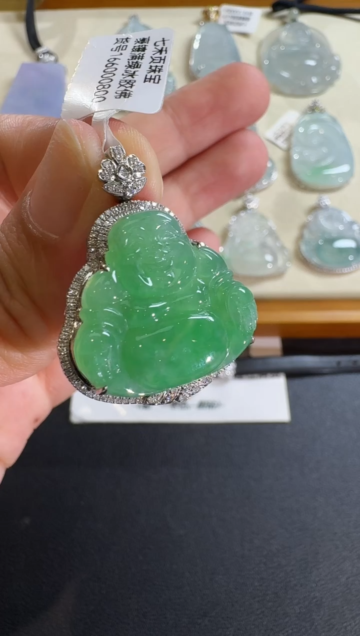 【闪购商品】翡翠吊坠(不含链)18K金镶嵌【源头工厂】钻石镶嵌