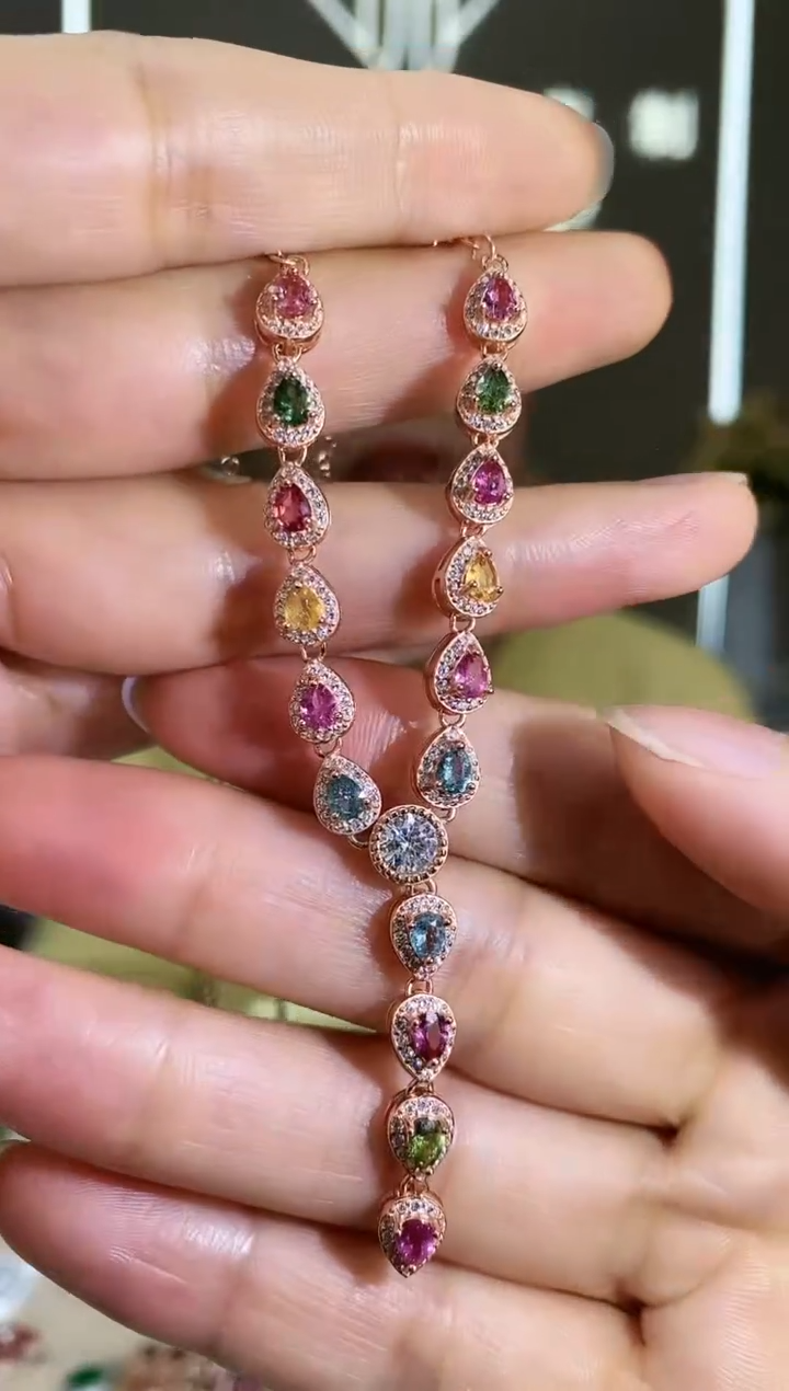 【闪购商品】碧玺颈饰银S925镶嵌颈饰