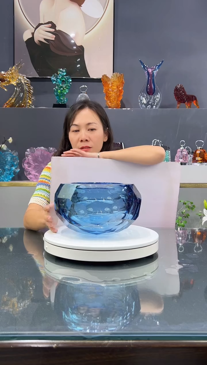 手工艺品琉璃 水晶琉璃果碗1个