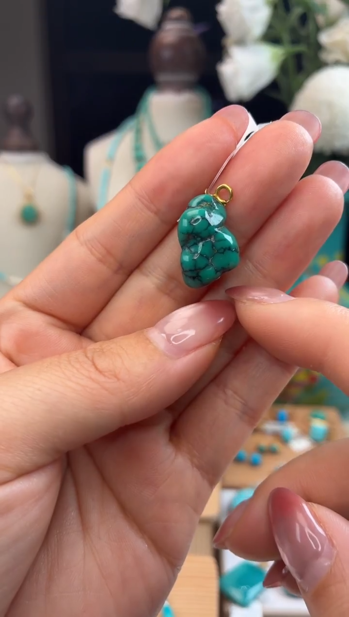 18K金镶嵌绿松石吊坠(不含链)1