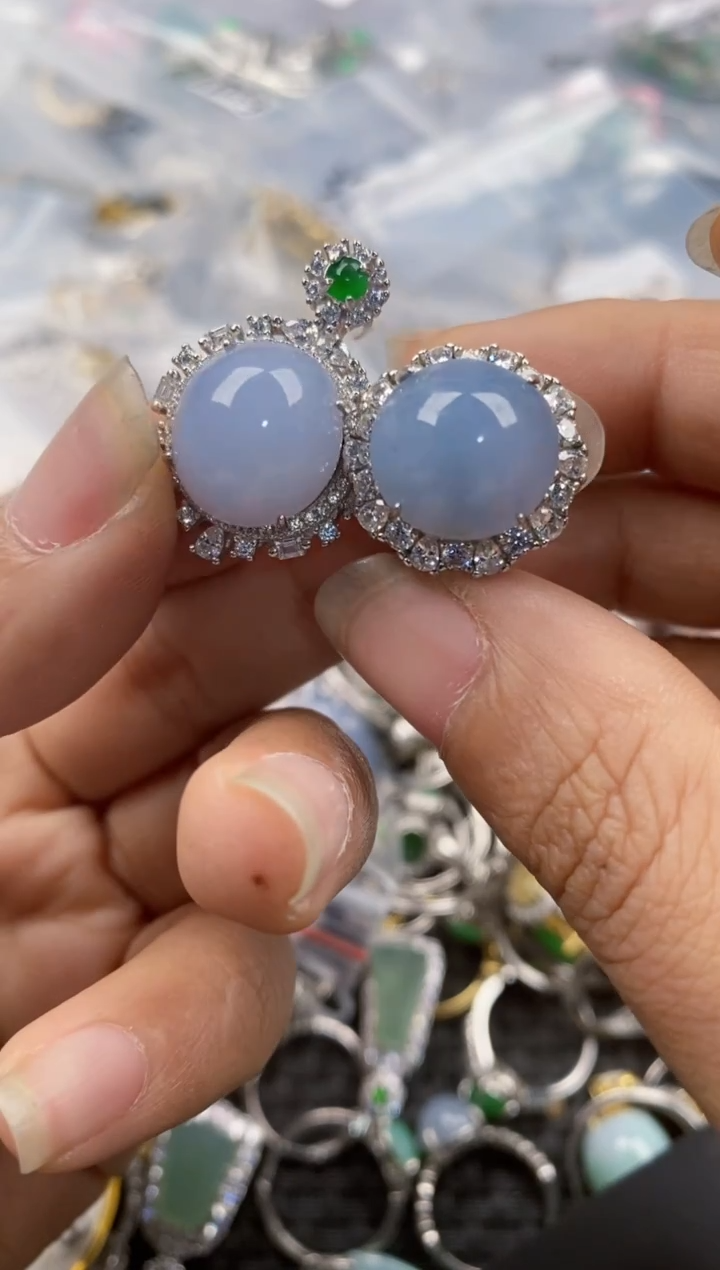 银S925镶嵌戒指翡翠555---7