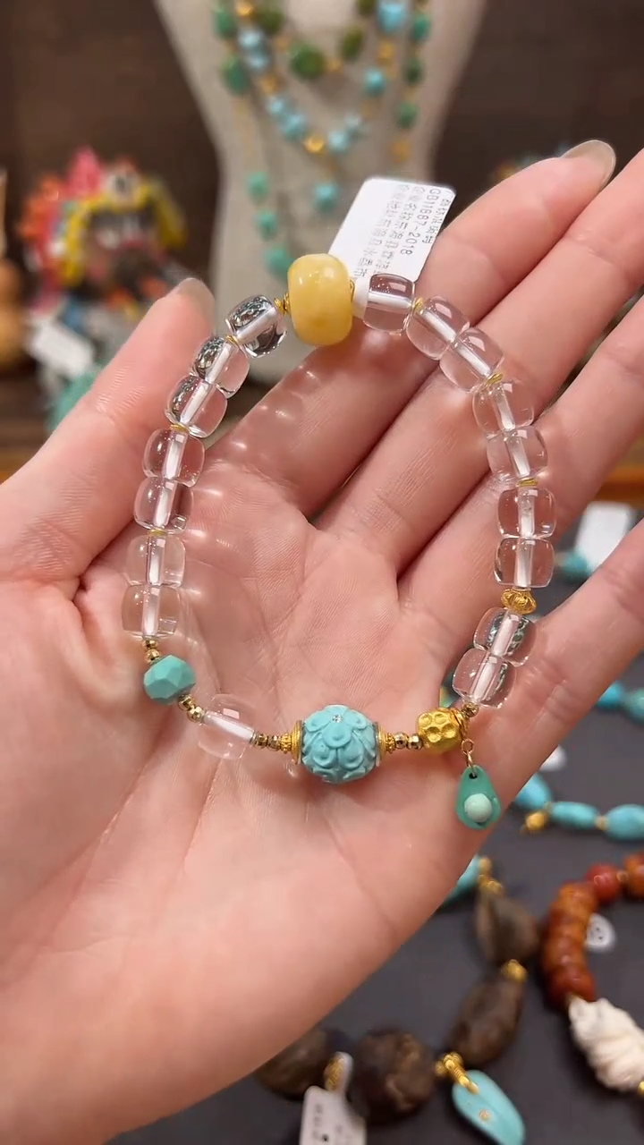 【闪购商品】水晶手链18K金镶嵌白水晶手链