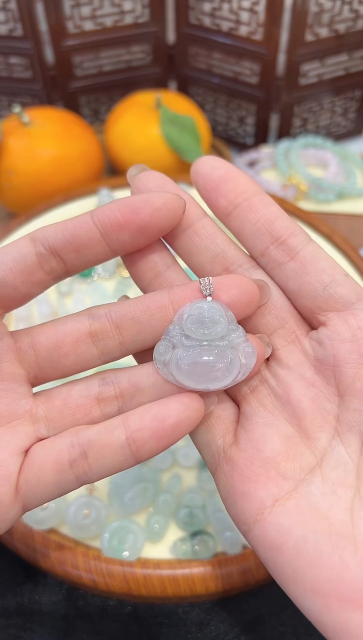 【闪购商品】翡翠吊坠(不含链)18K金镶嵌012缅甸A货翡翠佛公