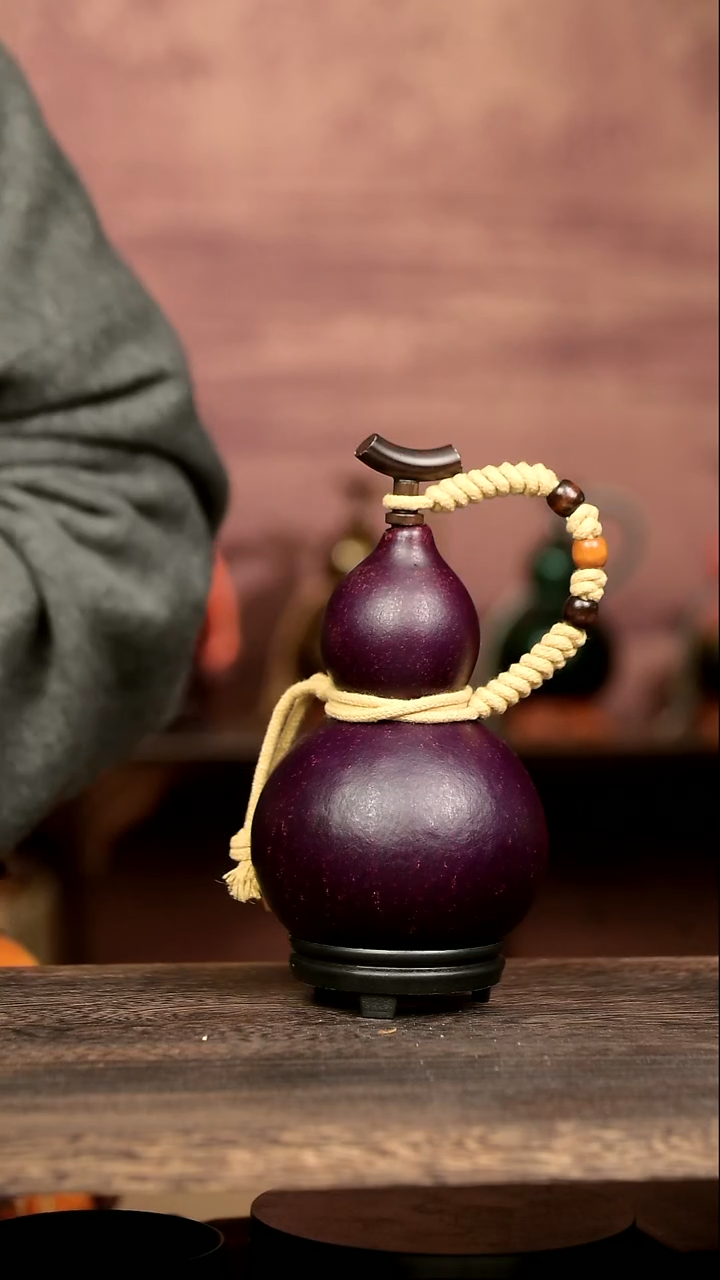 微瑕【732号中药煮色  大漆葫芦水壶/酒壶 一物一拍