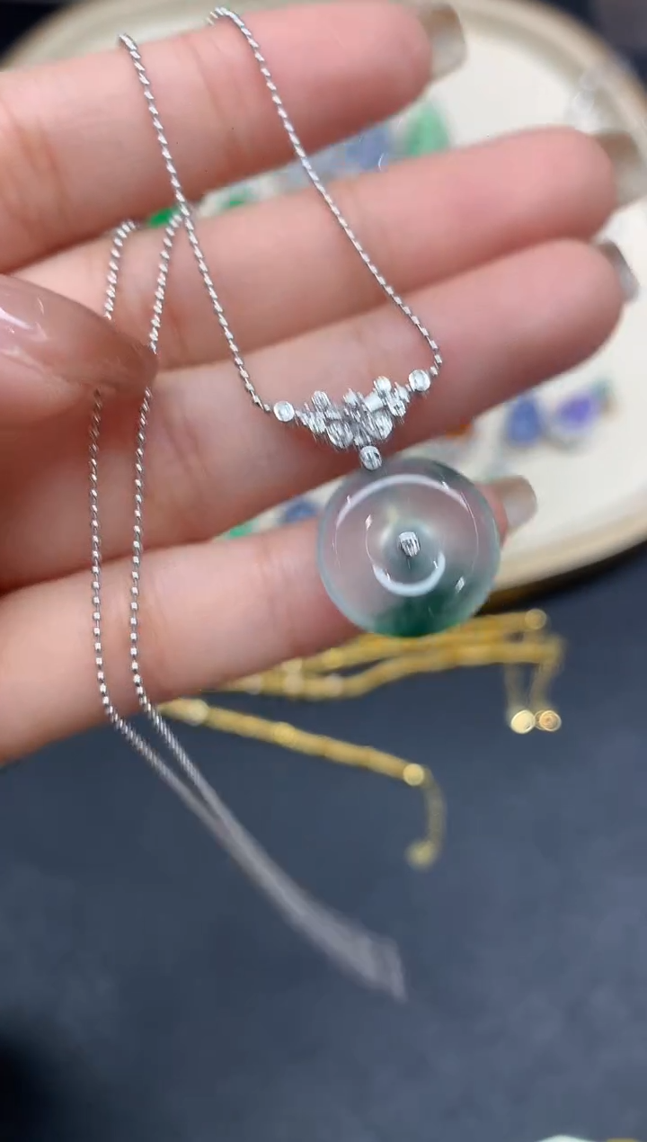 套链18K金镶嵌翡翠套链A396|9800