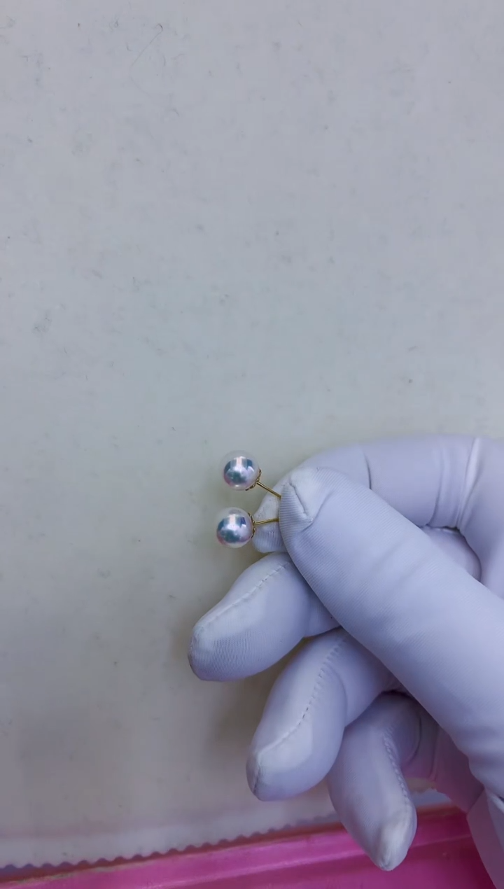 18K金镶嵌海水珍珠饰品7.5-8素钉定制