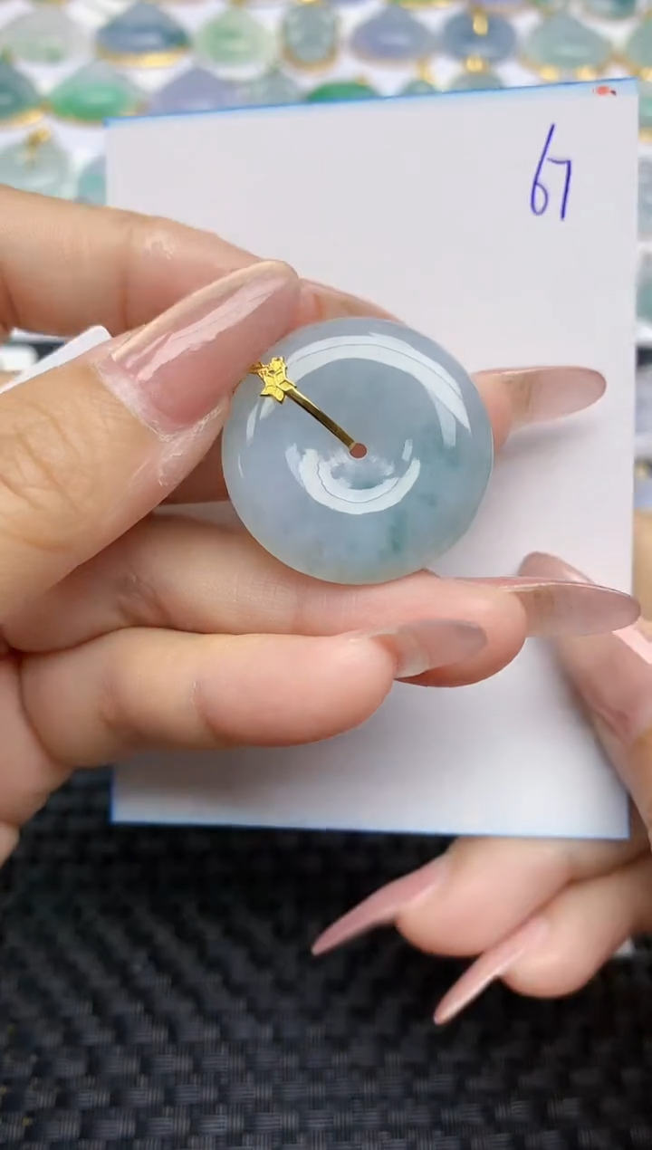 【闪购商品】翡翠颈饰18K金镶嵌天然A货翡翠 67