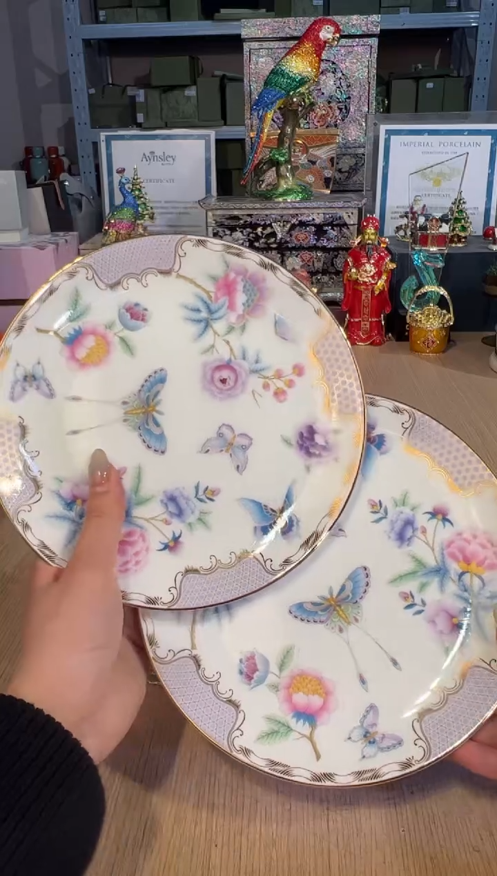 【闪购商品】杯220舒曼蝴蝶曲骨碟套二（紫）